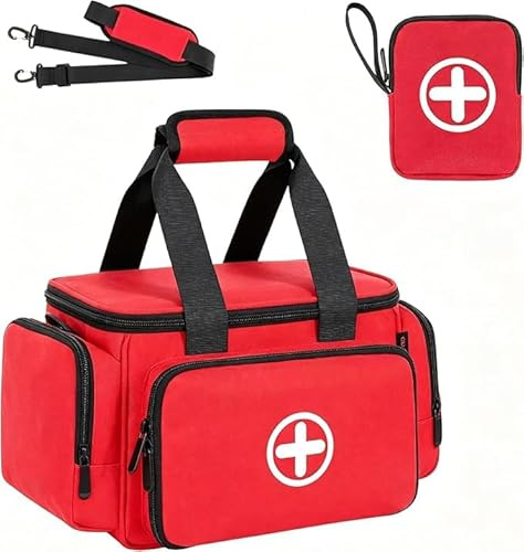 AKOZLIN Grand sac de fournitures médicales portable (vide), sac de premiers secours pour infirmière/professionnel, adapté pour les médecins généraux, les soins à domicile, les voyages ou les