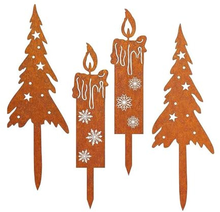 Kexayo Juego de 4 Velas para árbol de Navidad, decoración de Navidad, para Exteriores, decoración de jardín, decoración de Navidad, decoración de Navidad, para Adviento,Navidad