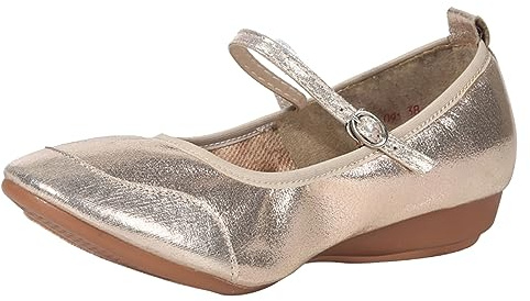 Zapatos de bailarina para mujer, cómodos, planos, zapatos casuales, patrón de moda, zapatos de baile lisos, tacón bajo, suela suave, cómodas y cómodas, dorado, 40 EU