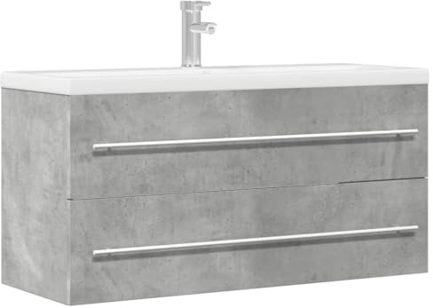 IBUQDDV Mobile Lavabo Bagno Sospeso Grigio Cemento Truciolato 100x38.5x48 cm con Ampio Ripiano e Design Salvaspazio, Resistente all'Umidità e Facile da Pulire, Montaggio a Parete