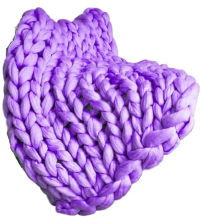 UALXPAO Coperta lavorata a maglia grossa Coperta lavorata a maglia grossa a mano, filato spesso, coperta da lavoro a voluminosa, tappeti morbidi e caldi, for divano letto invernale(Purple,100x100CM)