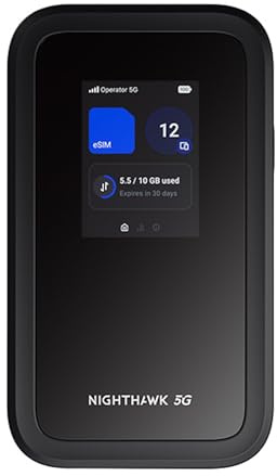 NETGEAR Nighthawk M7 | 5G MiFi Router with eSIM | Unlocked Portable WiFi Hotspot With Physical Sim Slot, compatible with any provider | 5G/4G/LTE – for Travel, Work | WiFi 7| 3.6 Gbps | MH7150