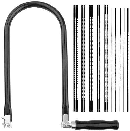 TXErfolg Juego de Sierra de Marquetería con 15 Hojas de Sierra (4#6#8#10#12#10T14T18T24T32T) y Arco para Metal y Madera con Mango, Sierra de Hoja Cortes Precisos para Trabajos en Madera
