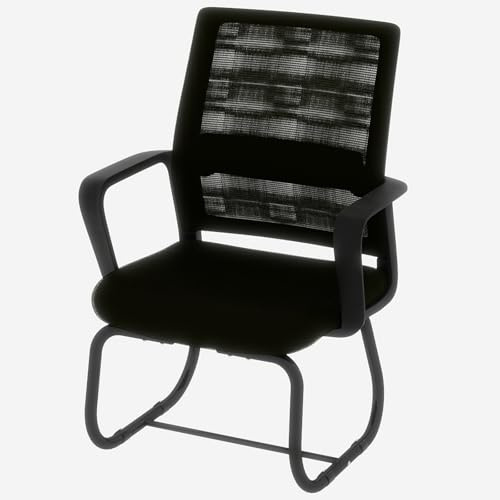 kozamas Silla de oficina gris con respaldo de rejilla, cómoda silla de visitante con reposabrazos, silla de escritorio para oficina en casa, estudio y sala de estar