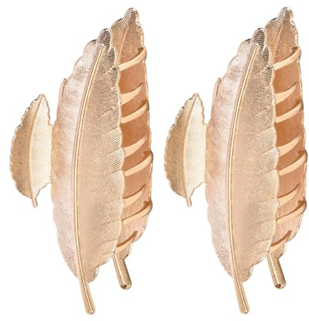 NUOBESTY 2 Horquillas de Metal Elegantes y Creativas Dorada Forma de Hoja para Mujer Pinzas Cabello Ideales para Uso Diario y Bodas
