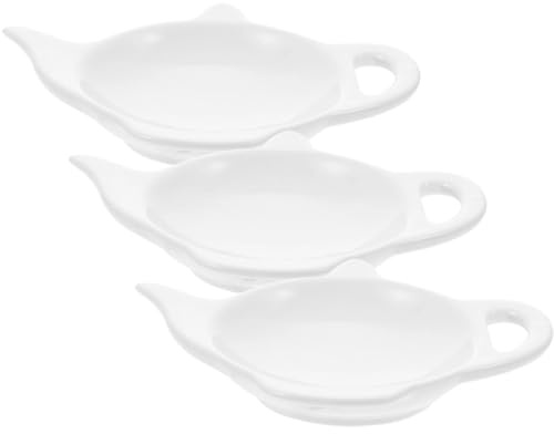 HOMSFOU Porta Bustine Zucchero Piattino Teiera 3 Pezzi in Ceramica Bianco per Organizzare Accessorio Elegante Bustine di Tè e Condimenti per Housewarming