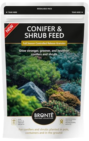 Bronte Heritage Conifer and Shrub Feed – Controlled Release Granules for Greener, Healthier Growth – Full Season Slow Release Fertiliser – 120g Pouch