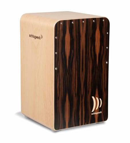 Schlagwerk CP604 Cajon Fineline Comfort Mocca - Korpus aus einem Stück gebogen - 2x6 stufenlos einstellbare Snare Strings - runder Bass, feinste Snare-Ansprache - inklusive Leder Sitzkissen