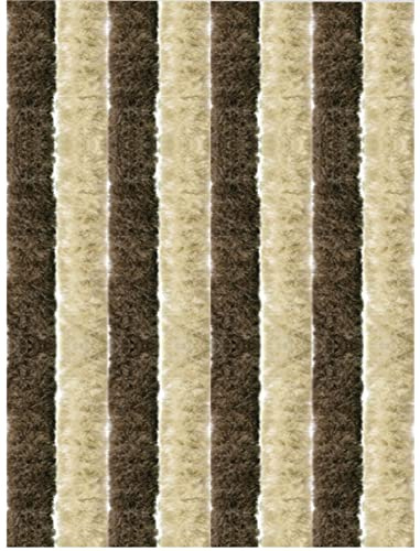 Arsvita Flauschvorhang, Chenille Vorhang, Insektenschutz für den Sommer Extrabreit, Auswahl: 140x200 Unistreifen beige - braun