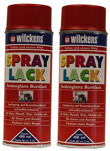 2 x Wilckens Spraylack Seidenglanz Buntlack 400ml, Farbe (RAL):RAL 3000 Feuerrot