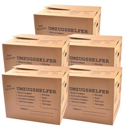 BURI 5er-Set Umzugskartons 41x35x34 Umzugskiste Bücherkiste Archivkarton Transportbox