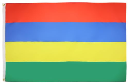 AZ FLAG Drapeau Maurice 150x90 cm Mauricien Polyester Léger 2 Œillets | Usage intérieur Drapeau décoratif Mauritius coutures doubles et bords renforcés avec œillets métalliques