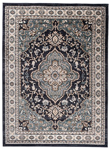 Carpeto Groß Teppich Flur 250x350cm Schwarz Anthrazit Klassisch Weich | Teppich für Eingangsbereich Küche Büro Wohnzimmer Schlafzimmer Traditionell Pflegeleicht Fußbodenheizungsgeeignet Mittelflor