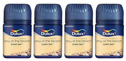 Dulux® Set of 4 Compact Wall Paint Ceiling Paint Tester Emulsion (50ml) Matt Finish Fast Colour Decorating Paint - Sunny Day