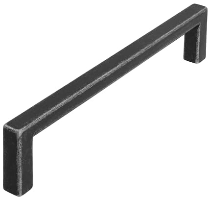 SIRO Möbelgriff Bruckmühl, Schlicht, Vintage, Druckguss eisenfarbig getrommelt matt, 136 mm x 28 mm x 8 mm, LA 128 mm, 2108-136ZN78