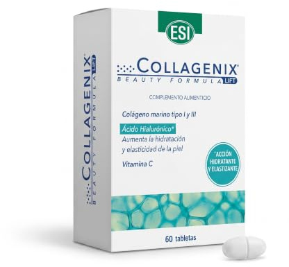 ESI - Biocollagenix, Integratore Alimentare Antiage con Collagene Marino e Acido Ialuronico, Dona una Pelle Idratata ed Elasticità al Viso, Senza Glutine, 60 Ovalette
