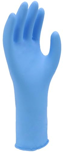 SHOWA 7585PF, Nitrilo - Versátil, Sin polvo, Aprobado para alimentos, Guantes de un solo uso, Azul, Caja de 500 guantes, talla mediana