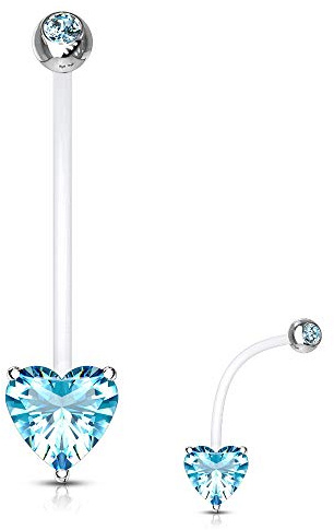 Treuheld® Schwangerschaftspiercing mit Herz und Kristall | 3 Farben
