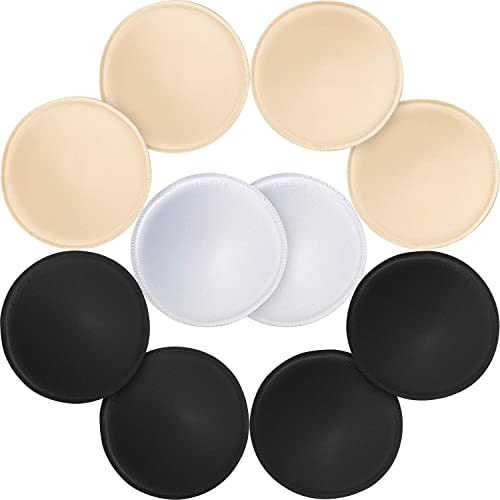 URSMART 5 Pairs Round Bra Inserts Pads, Removable and Washable Bra Cups Inserts for Bikinis Top Swimsuit Sport Bra (A/B Beige White Black 5 Pairs)