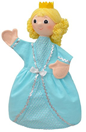 Handpuppe Märchenfigur Prinzessin, Blau 29 cm, Ideal für Puppentheatre und Rollenspiele, für Kinder Baby Jungen Mädchen