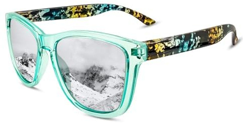 KANASTAL Gafas de sol Verde Espejo Plata Hombre y Mujer Polarizadas Óculos de Sol Cuadradas Clásicas Vintage Protección UV Men Sunglasses - Verde Montura Lentes Plateadas