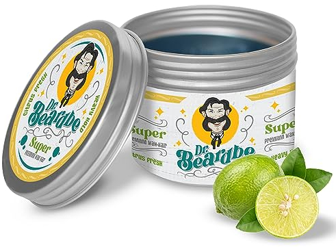 BEARDBE Cera capelli uomo ​effetto bagnano brillantezza perfetta - A base acqua, non lascia residui - Cera per capelli forte per uomo - Profumo citrus - Pomata Qualità professional – (Super)