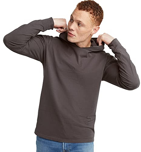 Hanes Men's T-Shirt Hoodie, Long-Sleeved Tee with Hoodie, Garment Dyed Cotton Tee T-Shirt Hoodie, Long-Sleeved Tee with Hoodie, Garment Dyed Cotton Tee (Pack of 1)