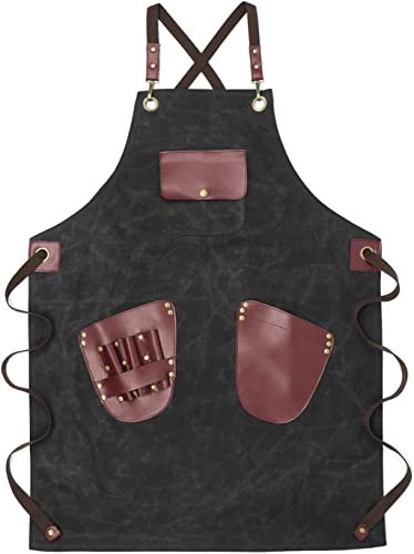 AUGUSE Tablier de Travail, Tablier de Soudure Tablier de Travail de barbier Tablier de Travail Lourd en Toile cirée imperméable à l'eau de Haute qualité Travail Unisexe
