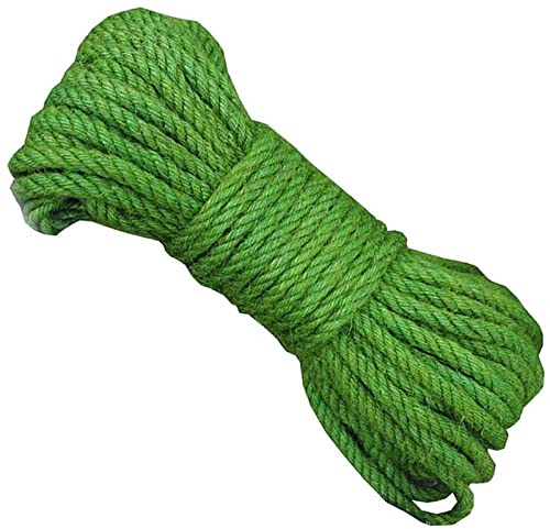 ZEALMAX 100% natürliches Hanfseil, 10mm (0.4 Zoll) × 20m (65 Fuß) Juteseil für Bindung, Hof Garten Dekoration, Haustier Spielzeug Seile, Grün