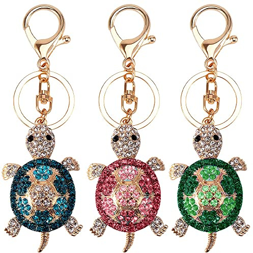 Oenothera 3 Stücke 3 Farben Schlüsselanhänger Schildkröte, Glitzer Schlüsselanhänger, Dekorative Keychain Ornament, für Geldbörse Rucksack Handtasche Handy