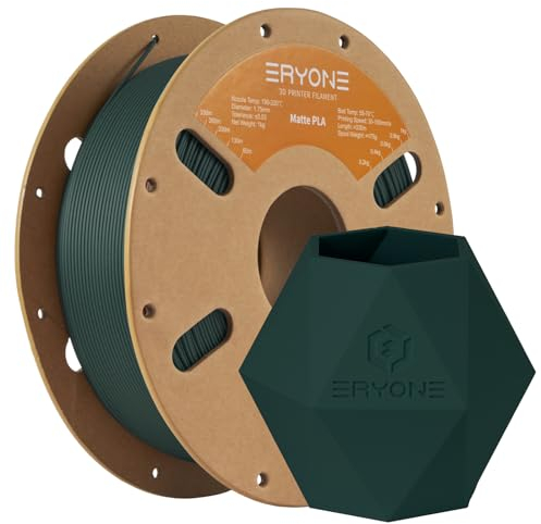 ERYONE Matte PLA 3D Drucker Filament 1.75mm, Maßgenauigkeit +/- 0.03 mm, 1 kg 1 Spule, Matte Schwarzwald grün