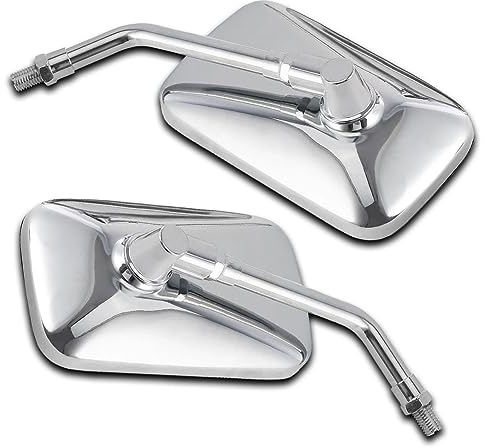 DREAMIZER 10MM Chrome Motorcycle Mirror Universal Rectangle Motorcycle Rear View Mirrors Compatible for Shadow Magna 750 Spirit 1100 Vulcan VN 500 800 1500 1600 SV650S Scooter Street Bike