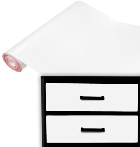 DecoMeister Klebefolie Möbel 45x200 cm - Selbstklebende Möbelfolie in glänzend und matt - PVC Folie für Möbel - Selbstklebende Folie für schnelle Umgestaltung und Renovierung - Weiß Matt