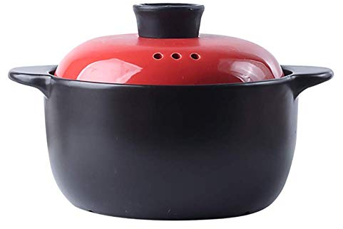 Vitrocerámica Utensilios de Cocina Cazuela Crock Pot Sopa Saludable Fondue Cazuela con Tapa Colorida Olla de cocción Lenta Amarillo 2.64 Qt (Color: Rojo, Tamaño: 2.64 Qt) (Rojo 2.64 Qt)