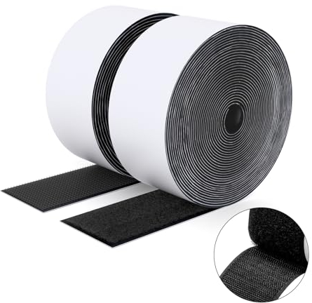 SUTOUG Nastro autoadesivo extra forte - 50 mm× 5 m Nastro autoadesivo a strappo e gancio Nastro biadesivo per interni ed esterni - biadesivo - Nero