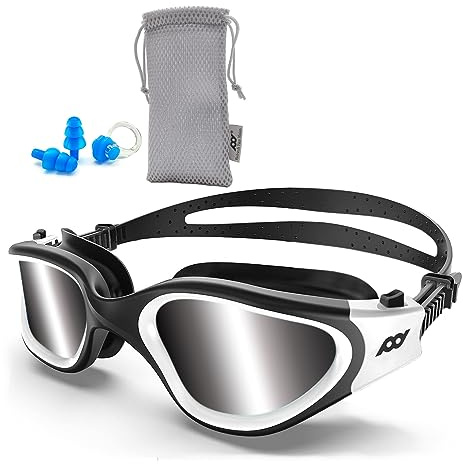 POLARS DESIGN Schwimmbrille für Herren und Damen, polarisiert, UV-Schutz, Anti-Nebel, verstellbarer Gurt, komfortable Profi-Schwimmbrillen für Erwachsene