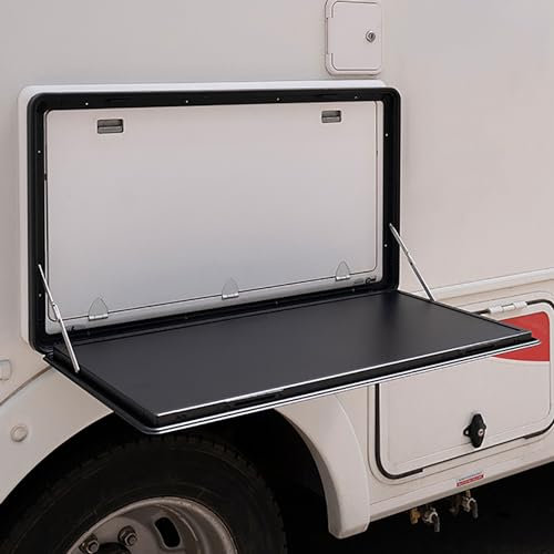 Tavolo da Picnic Esterno Montato A Parete, Tavoli Pieghevoli per Montaggio A Parete, Tavolo per Camper con Serratura, Tavolo in Lega di Alluminio Premium per Camper (Color : Negro, Size : 60x45cm/23