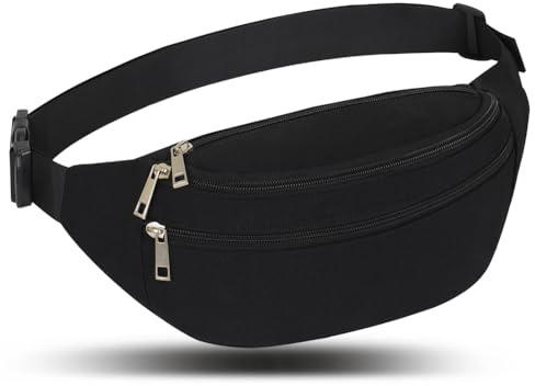 Bauchtasche Gürteltasche Hüfttasche Sport Damen Herren Wasserdicht Bauchtasche Doggy Bag Outdoor Groß Handytasche Umhängetasche Camping Wandern Fitness Fahrrad Running (Schwarz)