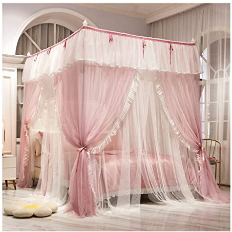 Betthimmel im Prinzessin-Stil, Spitzen-Betthimmel, verdunkelungs- und staubdichtes Moskitonetz mit Halterung, passend für 1,5/1,8/2 m große Betten (Farbe: A2, Größe: 200 x 220 x 200 cm)