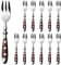 Alata Set di 12 forchette da dolci, in acciaio inox lucido, con manici marroni, forchette da dessert, forchette da frutta per la casa, ristorante, feste all'aperto, sposi, serie Berlin
