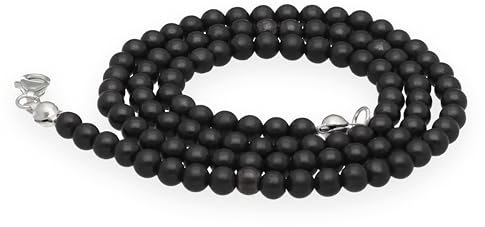 Lebensquelle Plus Chaîne à boules en pierre précieuse + fermoir en argent 925 | Boules de 4 mm de diamètre | Fermoir mousqueton de 45 cm de long | Chaîne de qualité supérieure, Acier inoxydable, Lapis