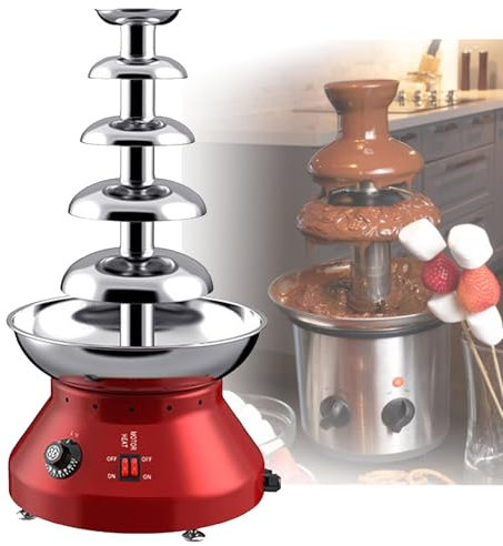 Hydravex Fuente de Fondue de Chocolate, Fuente de Chocolate de 4 o 5 Niveles, máquina de derretir Chocolate eléctrica con Bandeja extraíble para Servir Frutas, Frutos Secos y golosinas,5Tiers