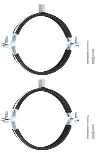 sourcing map 2 Pcs Adjustable Pipe Bracket Clamp, 5(127mm) Wall Ceiling Mount Split Ring Pipe Hanger Galvanized Iron Pipe Strap Support with Screw & Expansion Tube for Pipe Tube