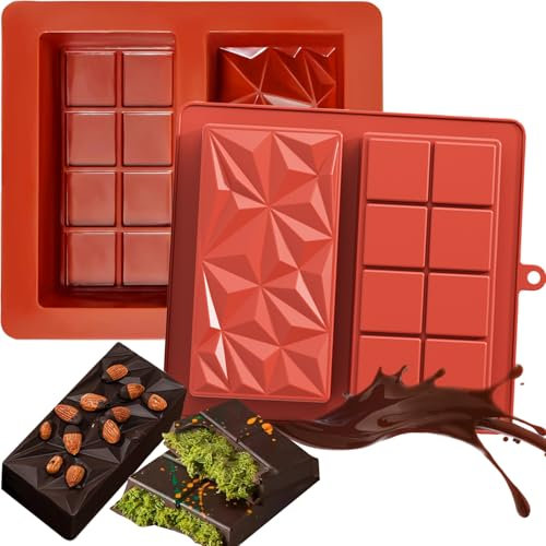 2 Pièces Moules à Chocolat en Silicone, Antiadhésifs Moule à Chocolat, Moule Tablette Chocolat, Profond Silicone Moule Chocolat, Antiadhésif Moule Tablette, pour Chocolats, Pralines, Gâteau (B)