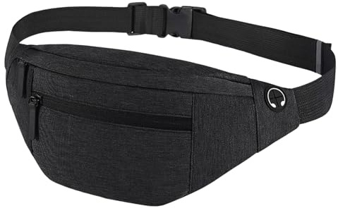 Sac Banane Unisexe, Sac à la Taille Ceinture, Sacs Bananes De Randonnée, Sacoche Banane Sport, Sac Banane Ville de Sécurité, pour Hommes Femmes, pour Voyage, Sport, Course à Pied (Noir)