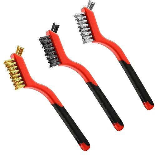 3 PCS Wire Brush Set, Stainless Steel Carbon Brass Nylon Brush, Brush for Multi-Purpose Uses, Metal, Stove and Sink