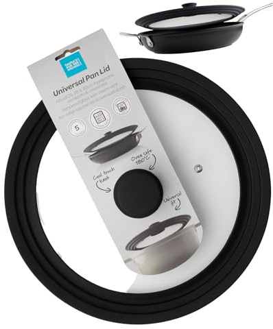 Taylors Eye Witness Universal Pan Lid - 3-in-1 Space Saving Frying Pan Cover, Tempered Glass with Silicone Rim and Oven-Safe, Cool Touch Knob. Fits 26cm, 28cm, & 30cm Pans, Pots & Casserole Dishes