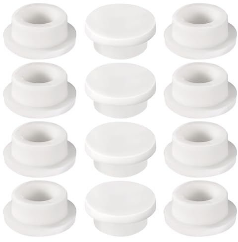 Lyreh 12pcs Sink Spillover Covers, 0.94in Diameter Reusable Round Rubber Bathroom Sink Spillover Hole Covers Cap for Kitchen Bathroom Toilet Washbasins Ceramic Basins Trim(White)