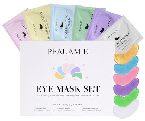 PEAUAMIE Under Eye Patches with Collagen and Hyaluronic Acid Eye Mask for Wrinkle,Dark Circles,Face Mask Skin Care Products 24 Pairs