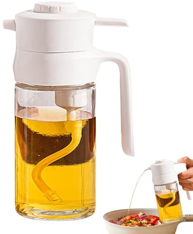 Generico Dispenser Olio Per Cucina - 500 Ml Bottiglia In Per Oli - Ricaricabile Antigoccia Alimentare Con Beccuccio Trasparente A Pressione Per Condimenti, Frittura E Insalate Fredde